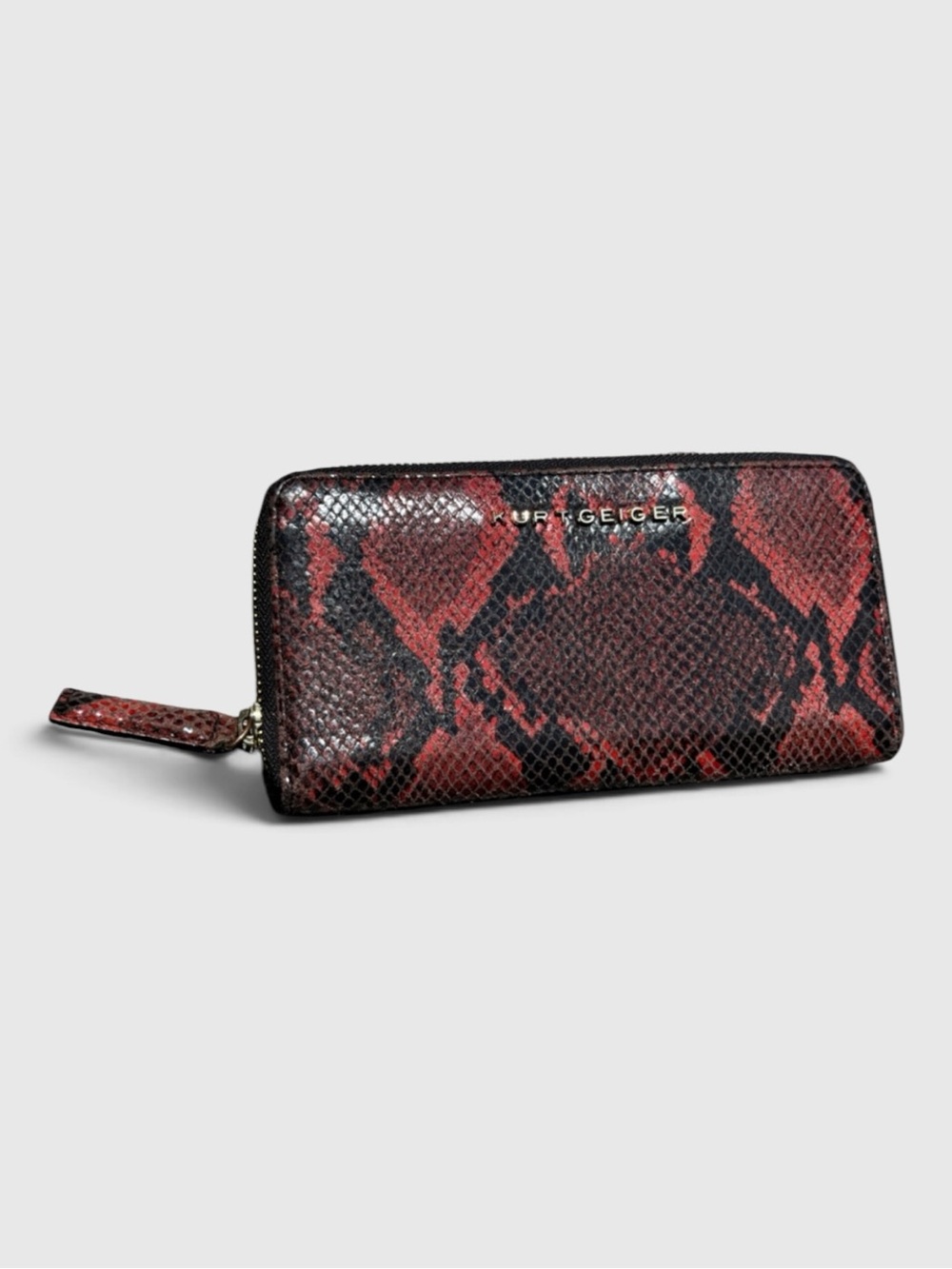 Kurt Geiger RARE Red and Black Snake-Print Long Wallet